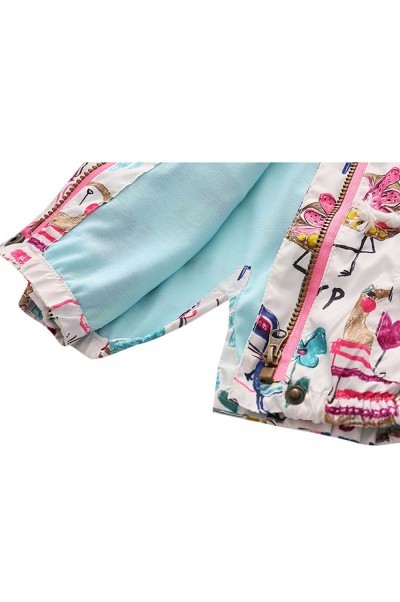 SKCC004 design printed zipper coat for girls children's wear hooded coat children's wear specialty store detail view-12